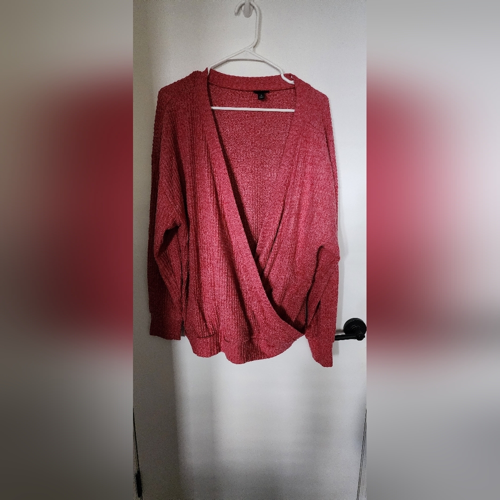 Torrid V-Neck Sweater in Rich Pink